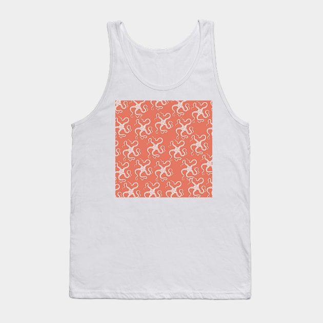 spiny brittle starfish aloha print hawaii pattern salmon pink/orange and white Tank Top by maplunk